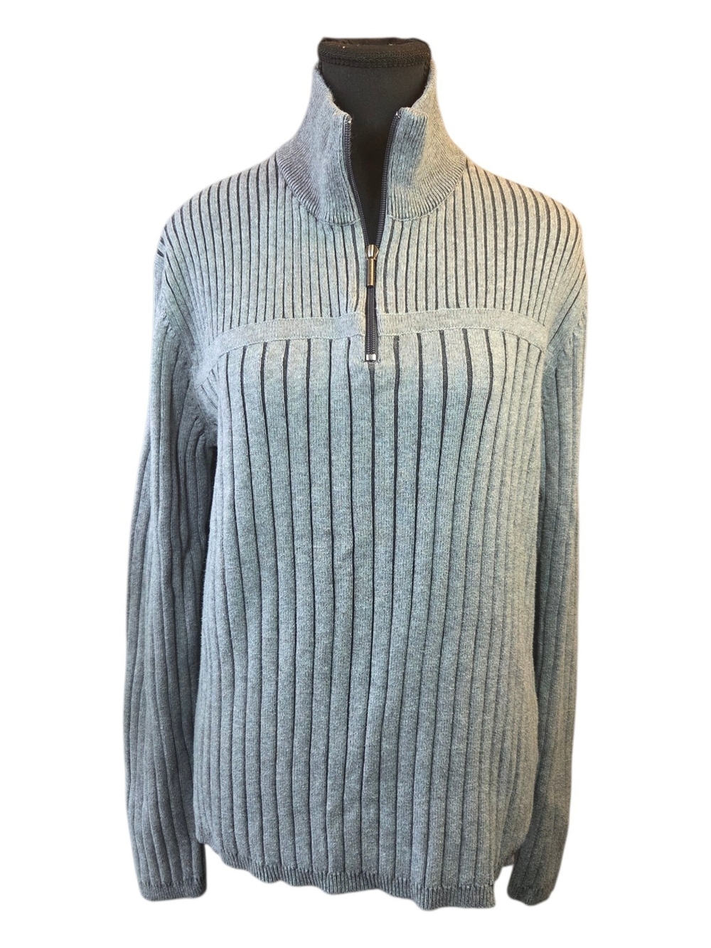 Calvin Klein Jeans Men's Grey Ribbed Half-Zip Sweater Size Large - Picture 2 of 5